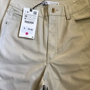 ZARA FAUX LEATHER PANTS WITH SLITS